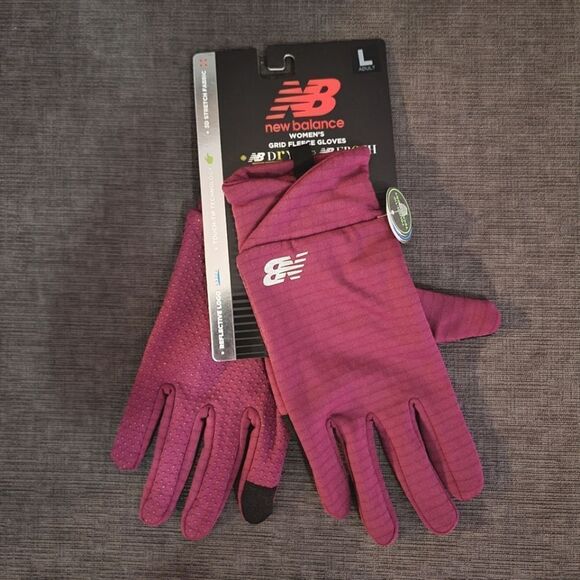 New Balance Women Pink Grid Fleece Touch -Tip Technology Gloves Size Lar… - Picture 1 of 15